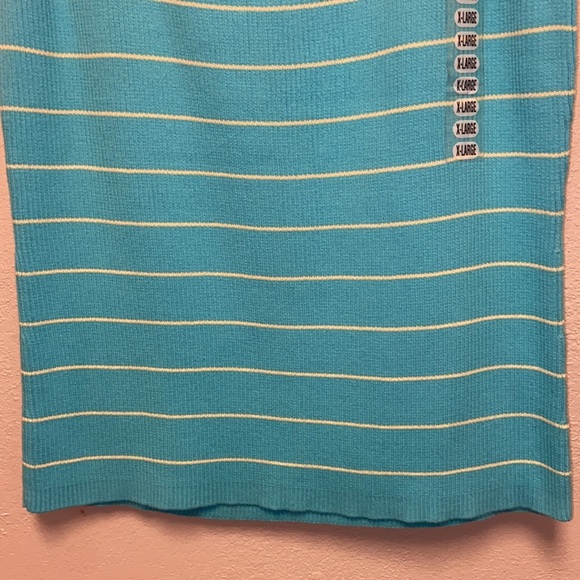 Jeanne Pierre NWT XL Turquoise Yellow Striped Square Neck Sleeveless Sweater - Picture 3 of 9